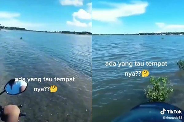 Viral Pemotor Ngegas Terjang Laut Tanpa Tenggelam. (TikTok)