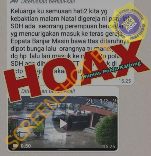 CEK FAKTA Viral CCTV Wanita Bercadar Tinggalkan Tas di Gereja Lalu Kabur. (Turnbackhoax.id)