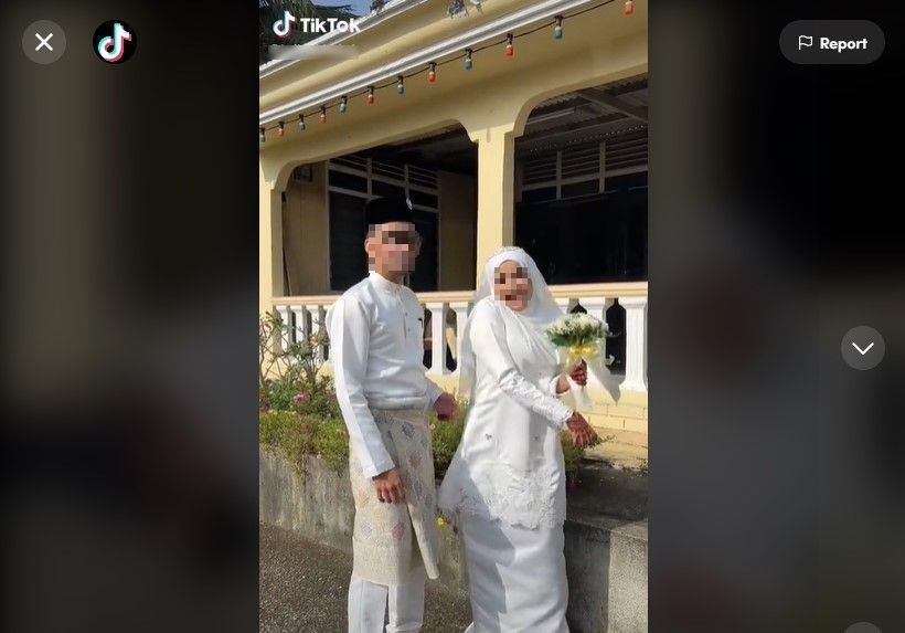 Momen Pengantin Perempuan Canggung Dipegang Suami Sendiri, Ramai Pujian dari Warganet. (DOk: TikTok/irdinakhairri)