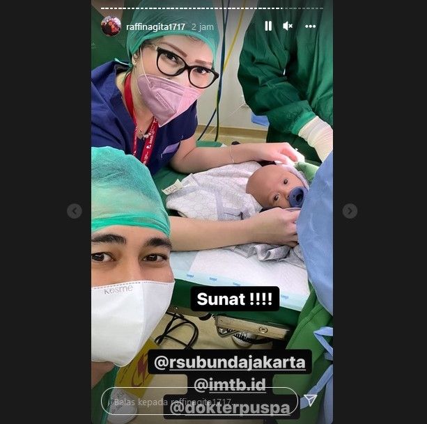 Anak Raffi Ahmad, Rayyanza Malik Ahmad nampak tenang saat disunat. [Instagram]