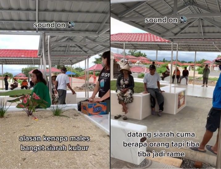 Viral ungkap alasan pria malas ziarah kubur karena orang tidak dikenal minta uang usai tiba-tiba ikut membersihkan  makam. (TikTok/namakuronald)