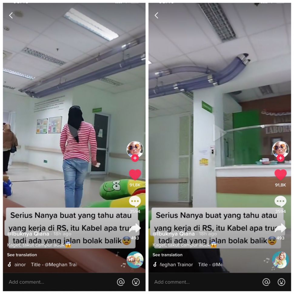 Wanita heran lihat benda bergerak di pipa RS (TikTok/qiana_mahirah)