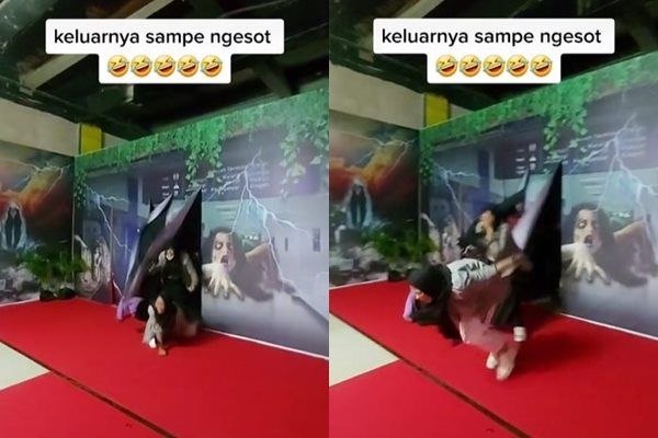 Viral Muda-mudi Main ke Rumah Hantu Pas Keluar Histeris. (TikTok)