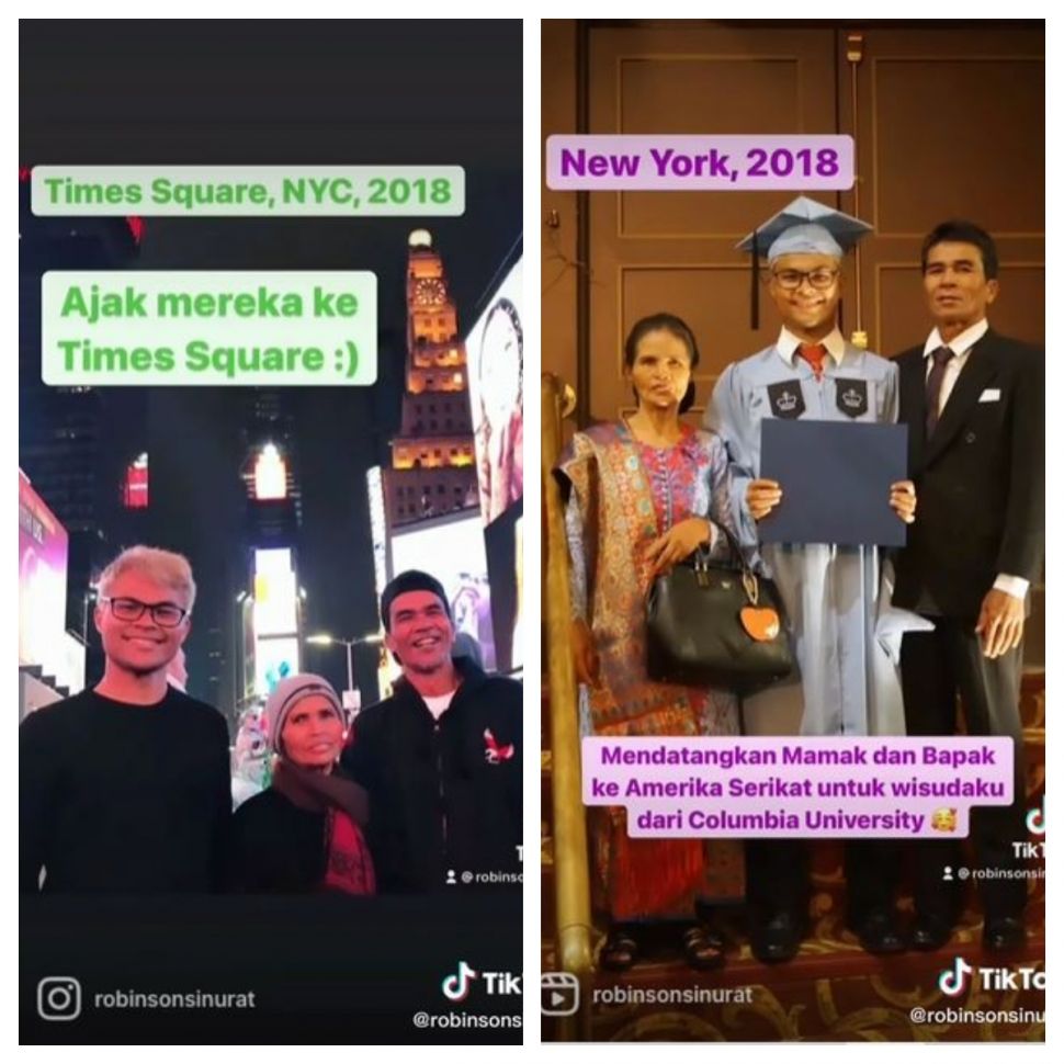 Anak pertani ajak orang tua liburan ke Amerika (TikTok @robinsonsinurat)