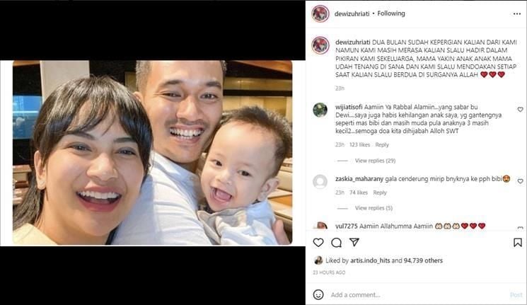 Ibu Bibi Ardiansyah curhat pilu dua bulan kepergian anak dan menantu. [Instagram/@dewizuhriati]