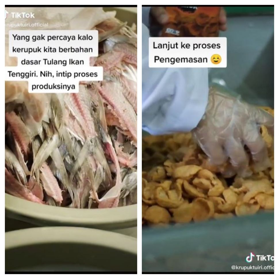 Proses pembuatan tulang ikan tenggiri (TikTok @krupuktuiri.official)