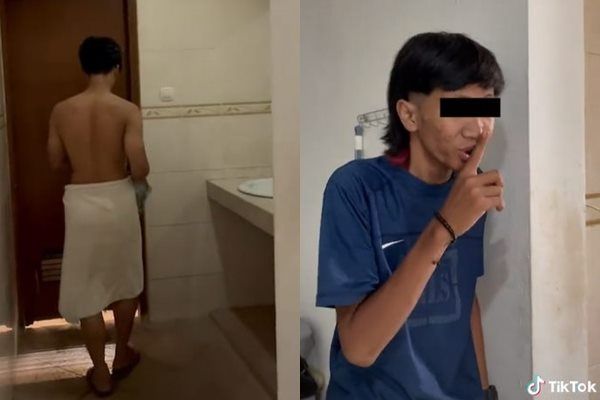 Viral Cowok Ini Syok Sampai Geledak Pas Mau Mandi. (TikTok)