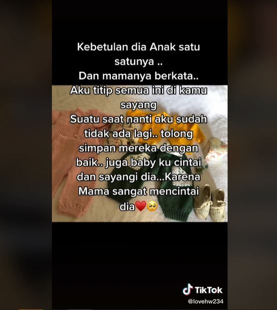 Wanita Dapat Titipan Pakaian Suami saat Bayi dari Ibu Mertua, Bikin Haru (tiktok.com/@lovehw11)