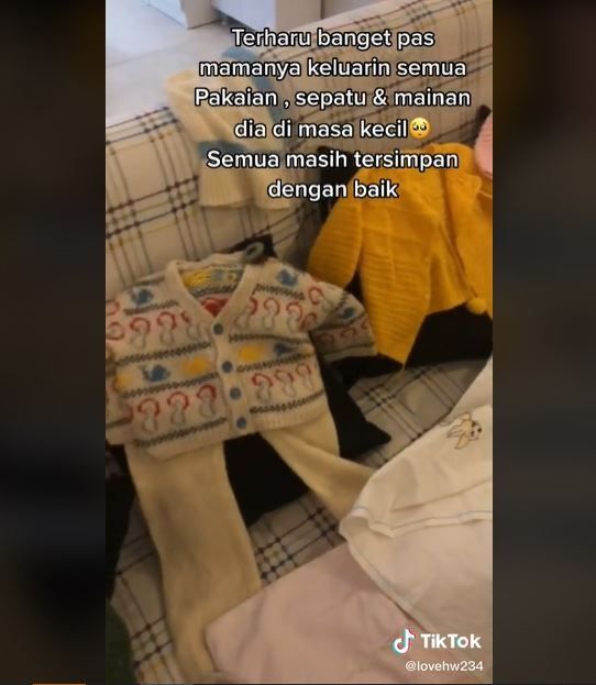 Wanita Dapat Titipan Pakaian Suami saat Bayi dari Ibu Mertua, Bikin Haru (tiktok.com/@lovehw11)