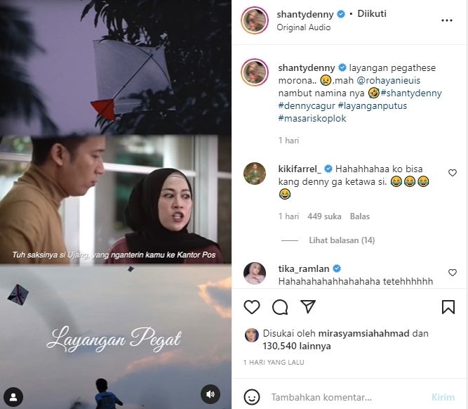 Terniat, Denny Cagur dan istri, Santy Denny membuat parodi series Layangan Putus. [Instagram]