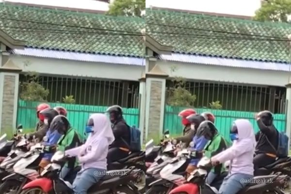 Viral Siswi SMA Berkerudung Pakai Helm Nyeleneh, Warganet: Ranger Putih (Instagram/@lucu.abis)