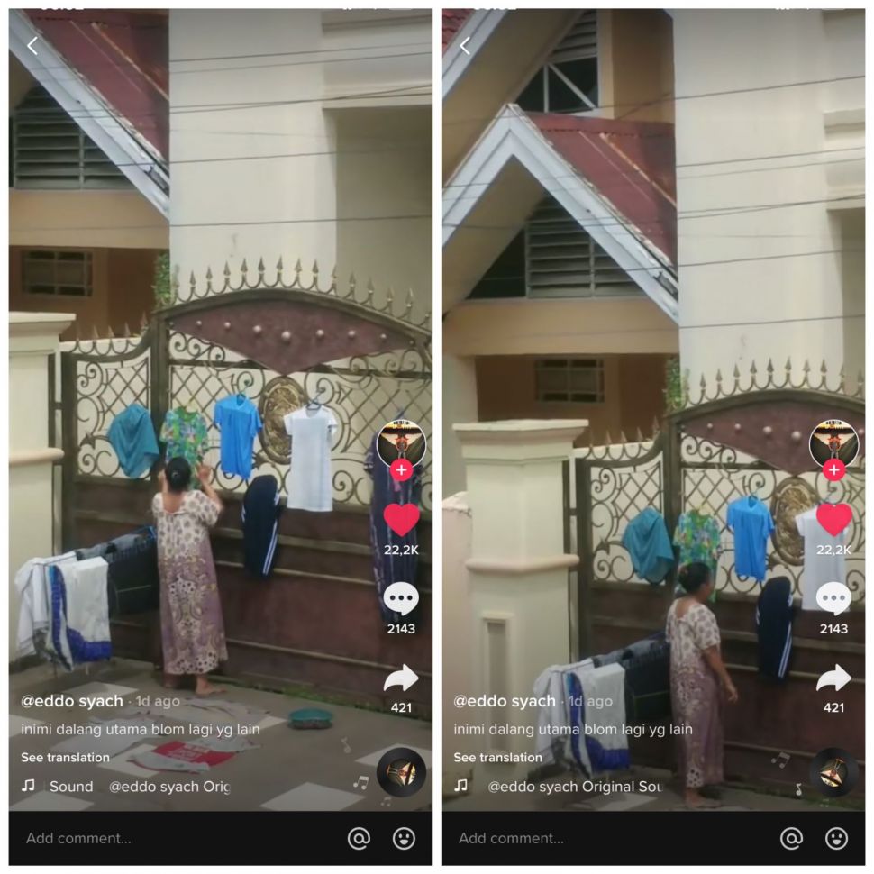 Viral aksi nekat emak-emak di pagar tetangga (TikTok/eddosyach)
