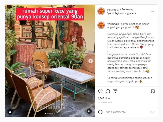 Angkringan Baba Apien (Instagram @voilajogja)