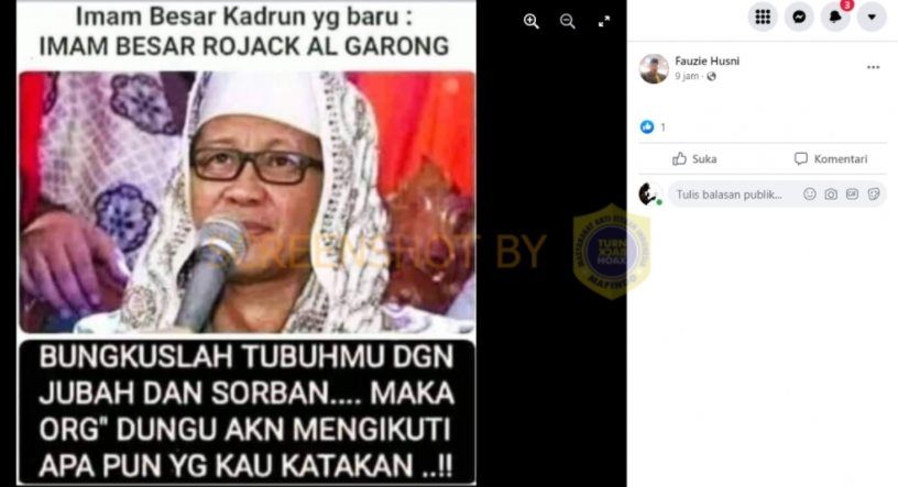 CEK FAKTA Viral Rocky Gerung Sudah Jadi Imam Besar Kadrun Baru. (Turnbackhoax.id)