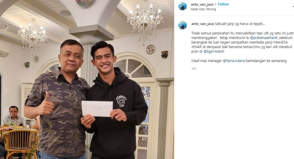 Komisaris PSIS Semarang, Junianto sebut Pratama Arhan segera ke luar negeri. (Instagram/anto_van_java)