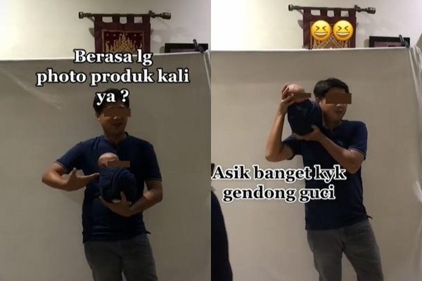 Viral Aksi Bapak Gendong Bayi Bikin Ingin Teriak. (TikTok)