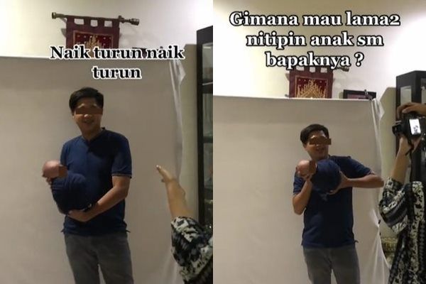 Viral Aksi Bapak Gendong Bayi Bikin Ingin Teriak. (TikTok)