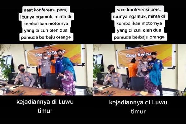 Viral Emak-emak Amuk Tersangka sampai Tendang Polisi. (TikTok)