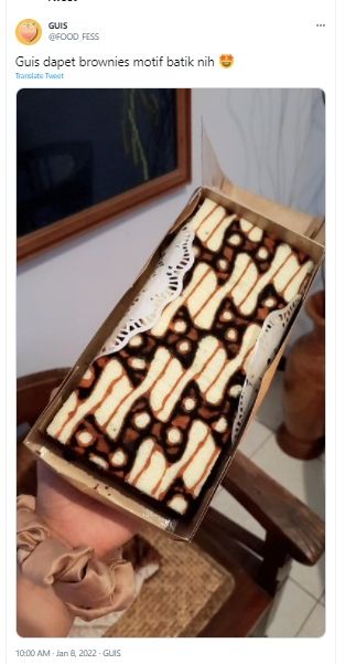 Penampakan brownies motif batik, warganet: enggak tega makan! (Twitter/FOOD_FESS)