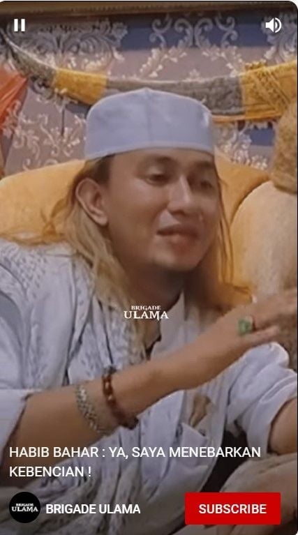 Tangkapan layar Habib Bahar bin Smith yang viral di YouTube menebar kebencian