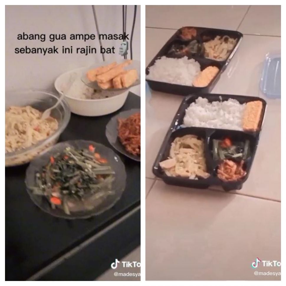 Abang masak untuk pacarnya yang sedang sakit (TikTok @madesyana)