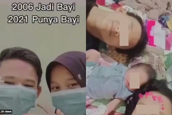 Viral Cowok Pamer 2006 Jadi Bayi Lalu 2021 Punya Bayi. (TikTok)