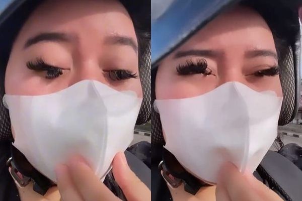 Viral Cewek Habis Extension Bulu Mata Naik Motor. (TikTok)