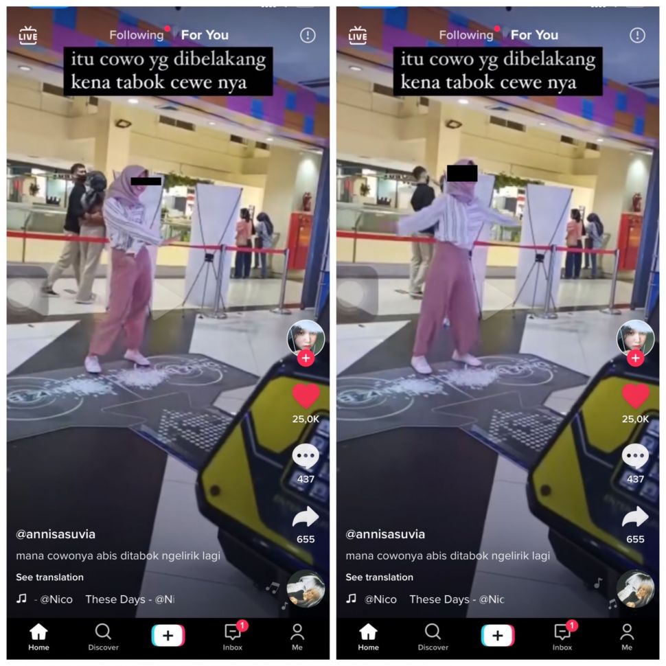 Ketahuan lihat cewek joget di mall, cowok ini auto ditampar sang pacar (TikTok/annisasuvia)