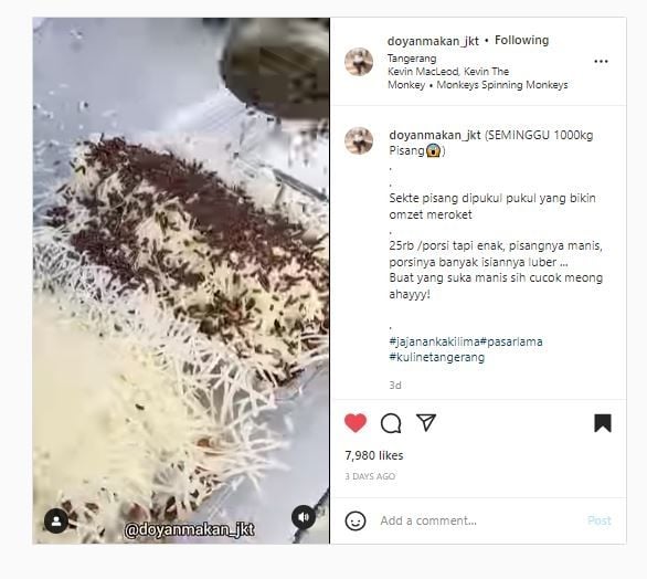 Pisang tanduk goreng (Instagram @doyanmakan_jkt)