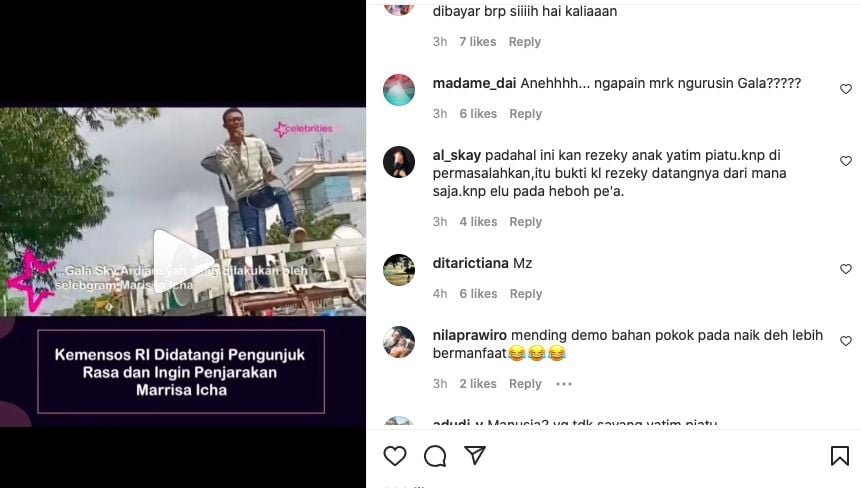 Postingan aksi di Kemensos [Instagram]