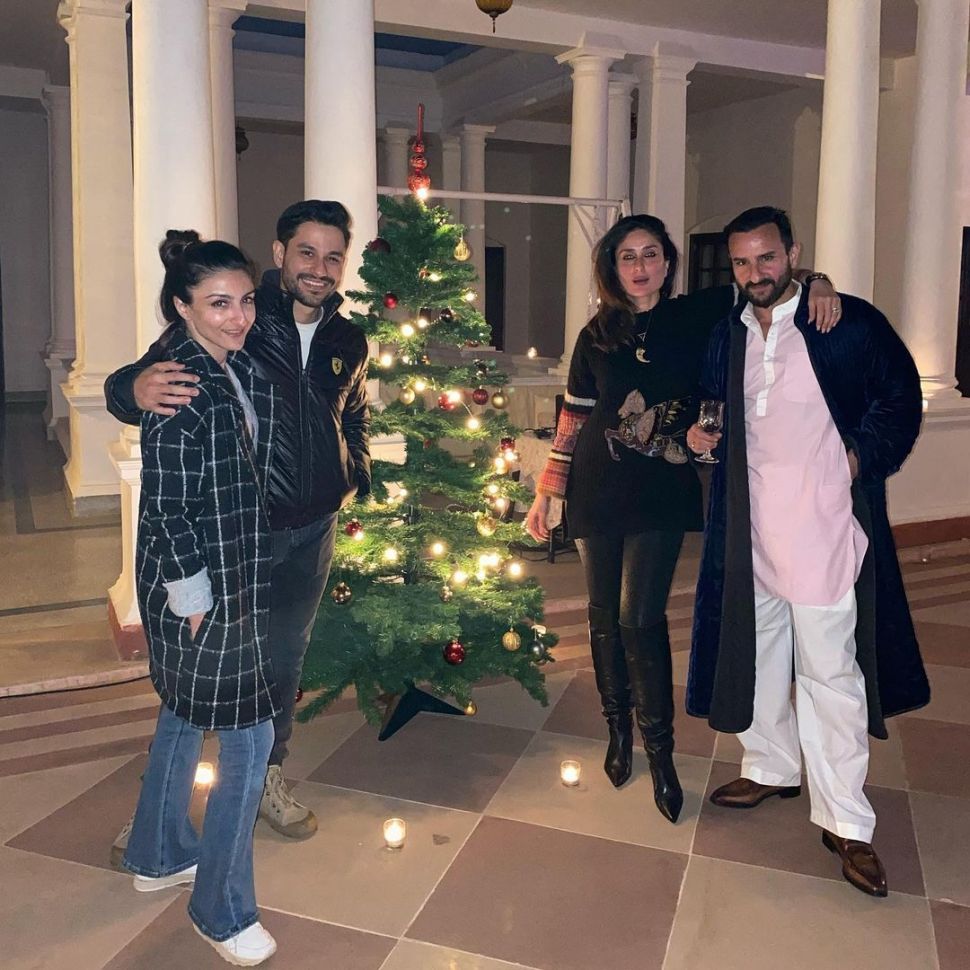 Saif Ali Khan dan Kareen Kapoor, serta Kunal Kemmu dan Soha Ali Khan merayakan Natal di Istana Pataudi. [Instagram]