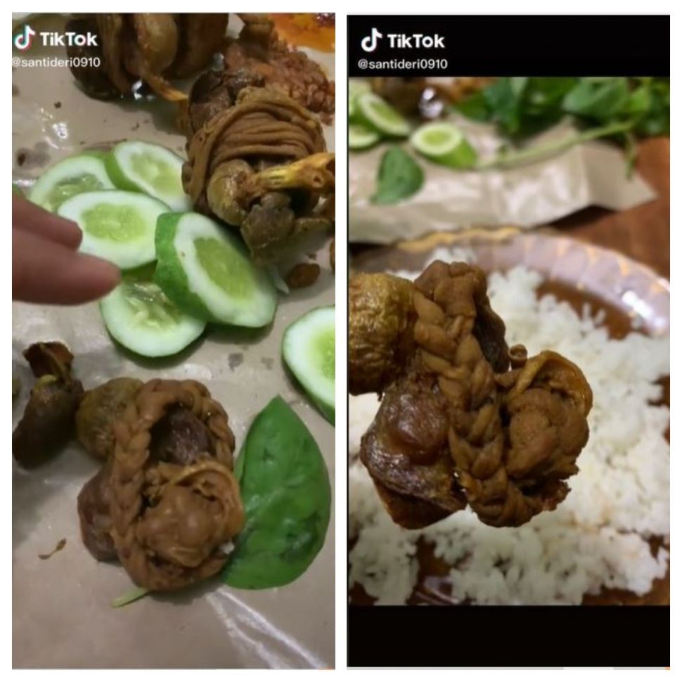 Usus ayam dikepang (TikTok @santideri0910)