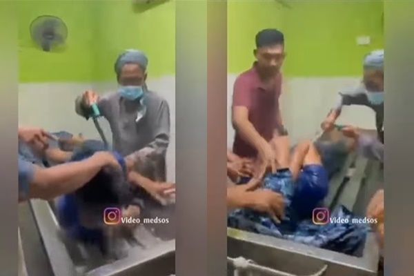 Viral Pemuda Tepergok Curi Kotak Amal Masjid Dihukum Mandi Bak Jenazah (Instagram/@video_medsos)