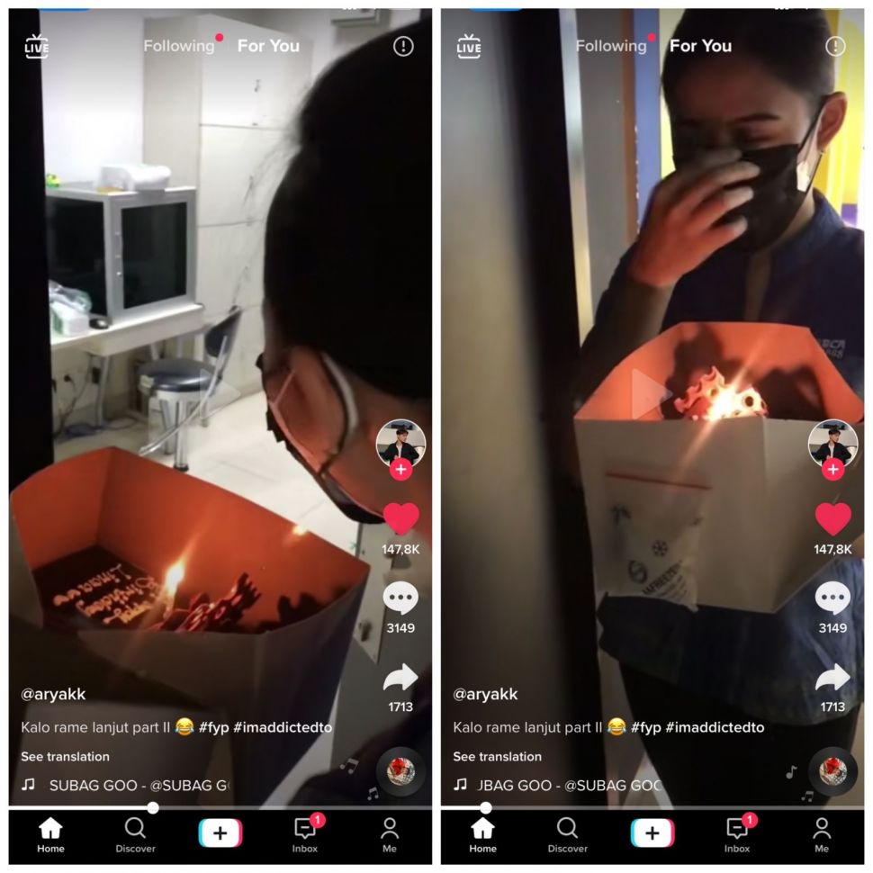 Beri kejutan ultah, wanita ini malah syok saat buka pintu rumah temannya (TikTok/bagusaryakk)