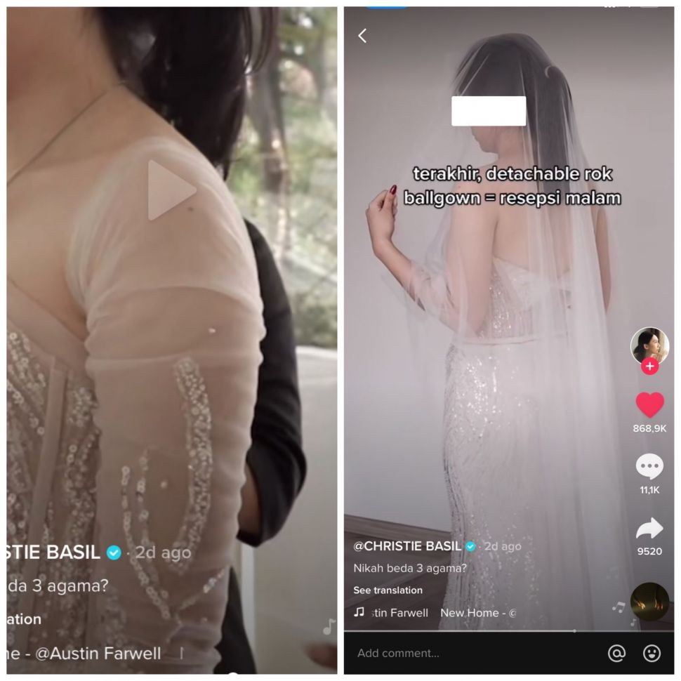 Viral penampakan gaun pengantin untuk pernikahan 3 agama, publik sampai dibuat bingung (TikTok/christiebasil)