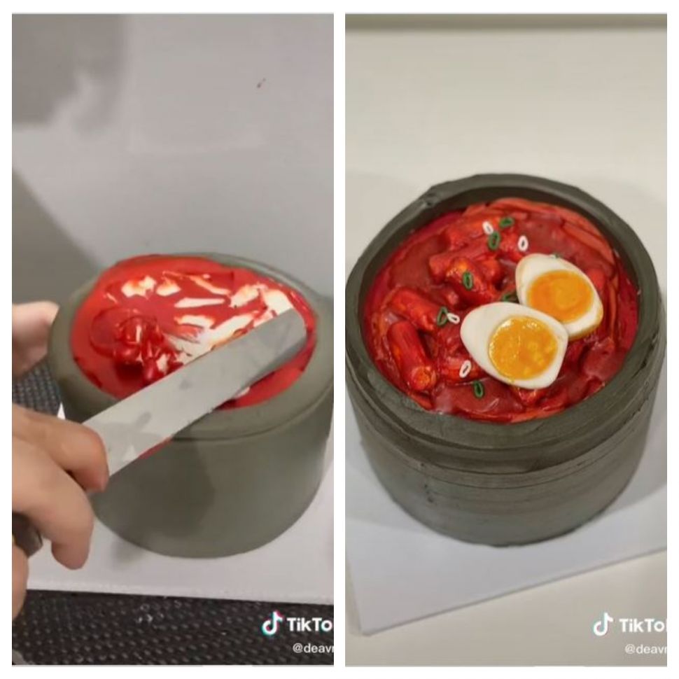 Kue tart bentuk tteokbokki (TikTok @deavnb)