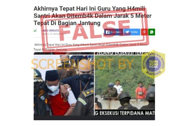 CEK FAKTA Henry Wirawan Pemerkosa 13 Santriwati Akan Dihukum Tembak Tepat di Jantung. (Turnbackhoax.id)