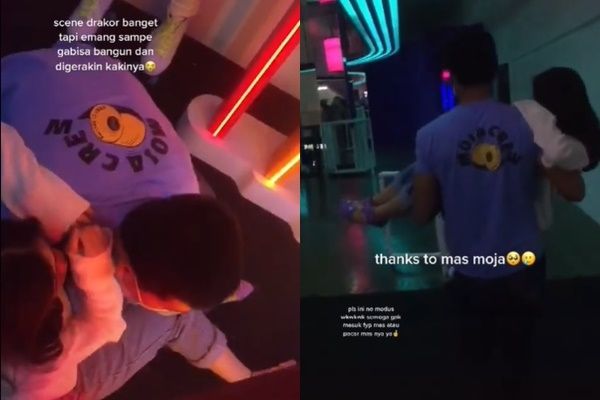 Cewek Cedera saat Main Sepatu Roda, Cara Petugas Menolong Jadi Sorotan: Scene Drakor Banget (TikTok)