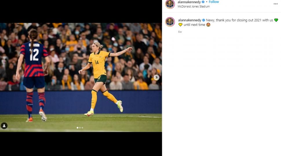 Pemain timnas Wanita Australia, Alanna Kennedy yang enggan remehkan timnas Wanita Indonesia di Piala Asia Wanita 2022. (Instagram/alannakennedy)