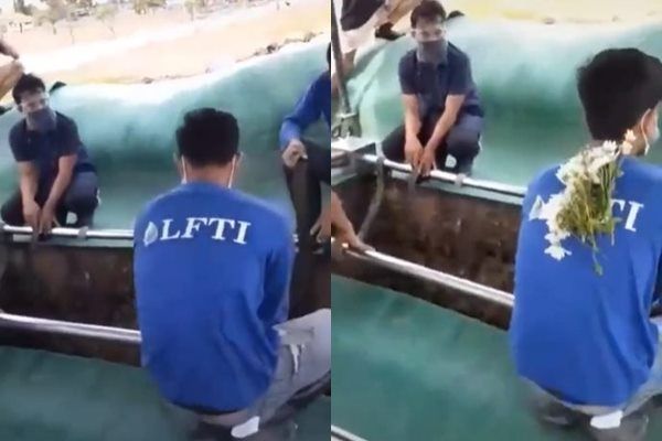 Viral Cewek Nangis di Kuburan Berakhir Ditertawakan Petugas Pemakaman Pas Lempar Bunga. (TikTok)