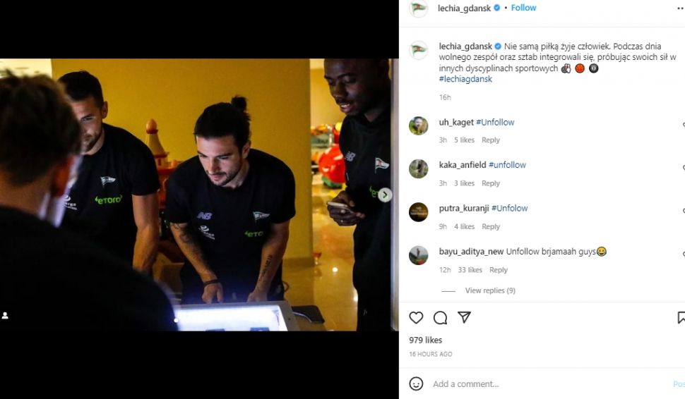 Akun Instagram Lechia Gdansk diserang netizen Indonesia. (Instagram/lechia_gdansk)