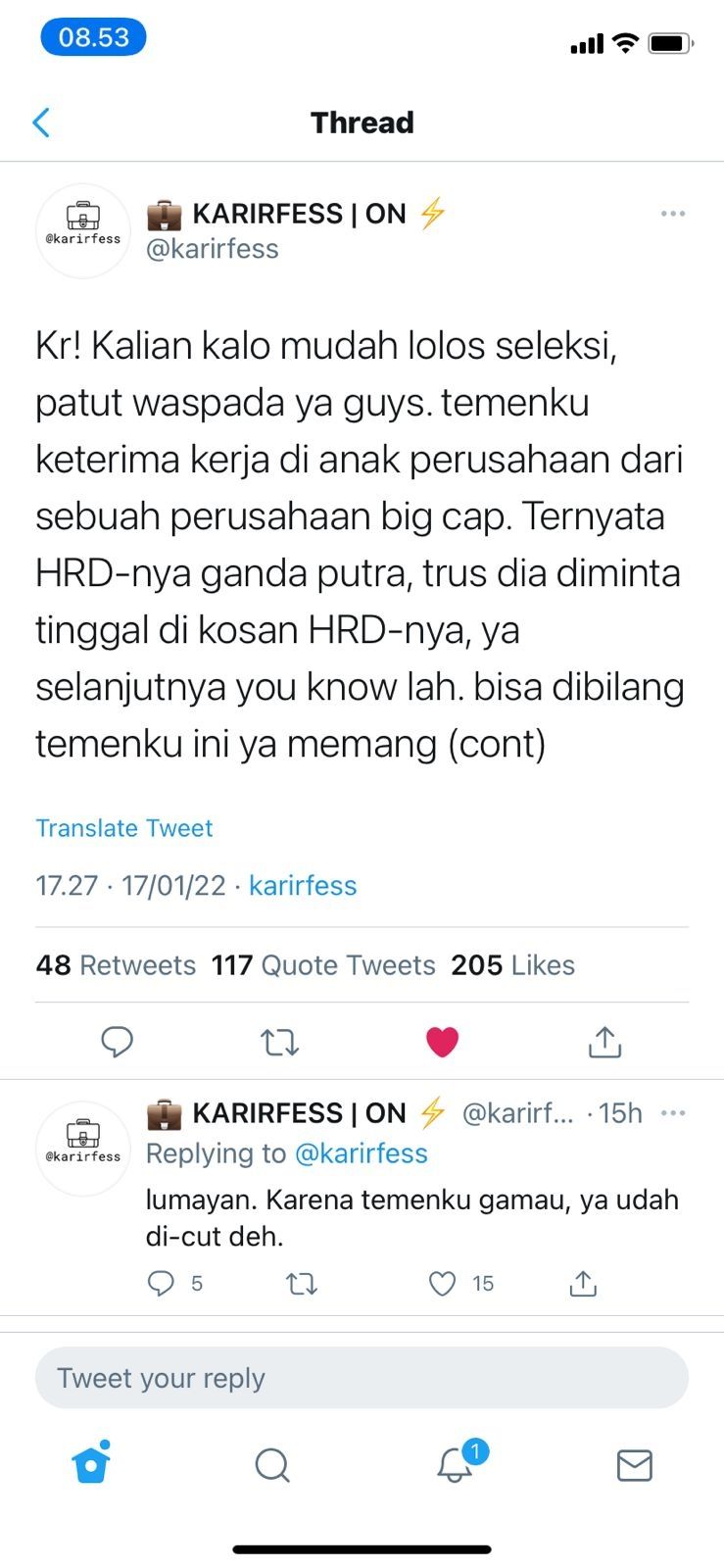 Viral curhat pria, lolos seleksi kerja malah diajak tinggal di kos milik HRD (TikTok/karirfess)