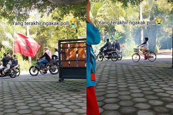 Rombongan Pemuda Konvoi Bawa Bendera Partai, Pasukan Paling Belakang Malah Bikin Publik Salfok (TikTok)