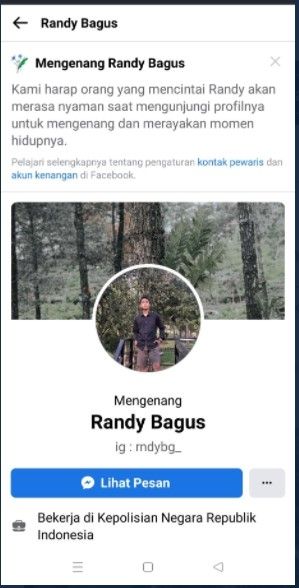 Akun Facebook Randy Bagus berstatus mengenang (twitter.com/txtdrberseragam)