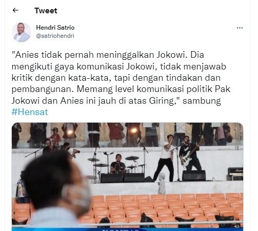 Cuitan Hendri Satrio (twitter.com/satriohendri)