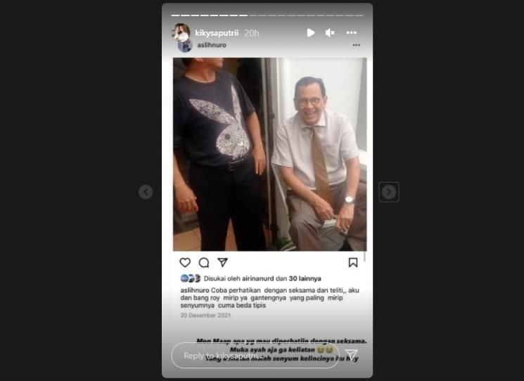 Kiky Saputri meroasting potret dan caption ayahnya. (Instagram/kikysaputrii/aslihnuro)