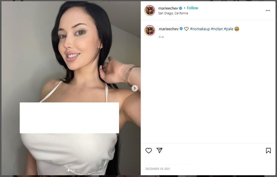 Model Playboy Mengaku Terlalu Cantik untuk Berkencan, Pria Takut Mendekat (instagram.com/marieechev)