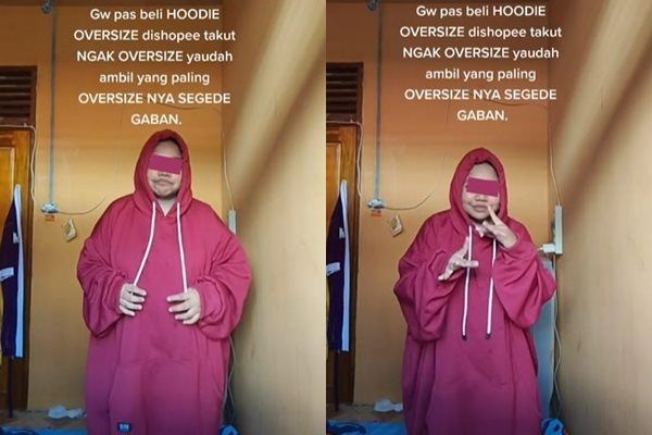 Viral Cewek Pesan Hoodie Oversize Pas Datang Bikin Nangis. (TikTok)