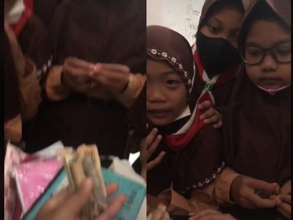 Anak SD iuran untuk guru (tiktok.com/@indahdomo)