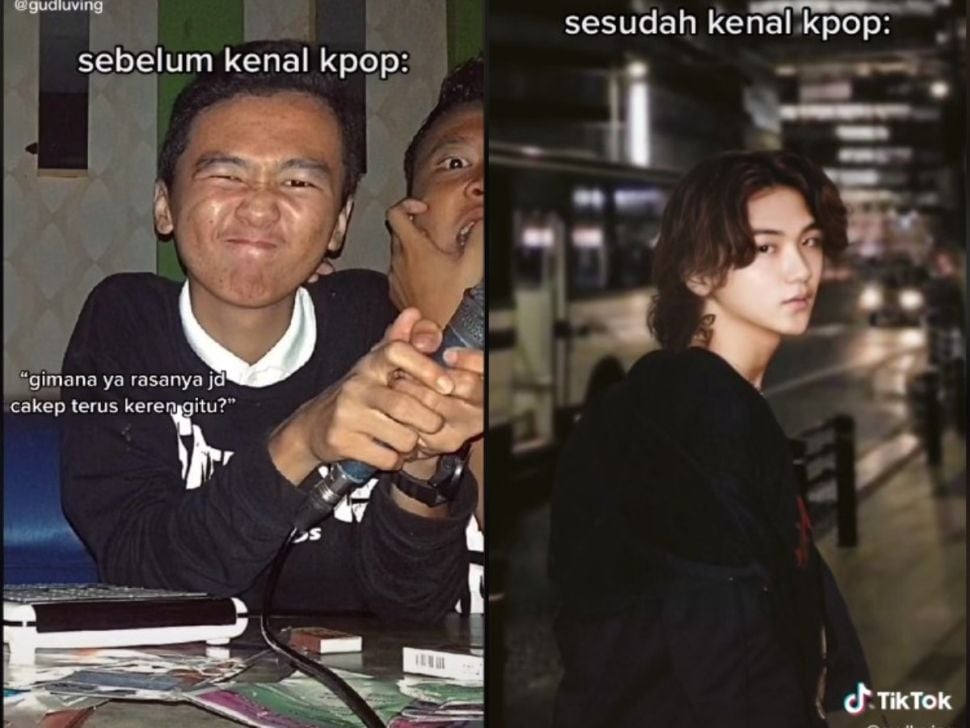 Glow up sebelum dan sesudah kenal Kpop (tiktok.com/@gudluving)